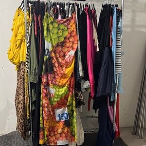 Zara Multicolor Fruit-Print Maxi Dress